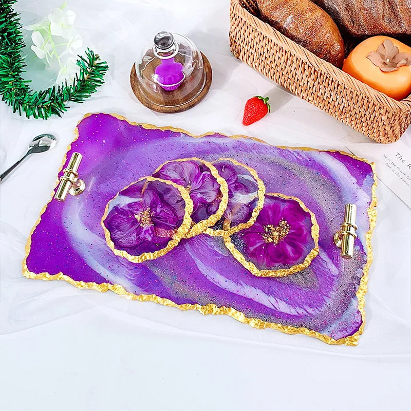 DM413 Drusy Coaster Resin Mold Geode Epoxy Cup Mats Fruit Tray Silicon Crafts for DIY Home Decoration Casting