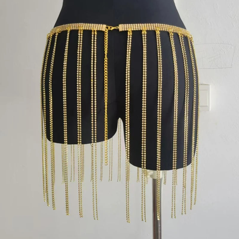 Halloween Women Skirts Tassels Bottom Mini Shining Luxury Sequin Skirt Nightclub Party Bikini Beachwear Cover Up Body Chain 2025