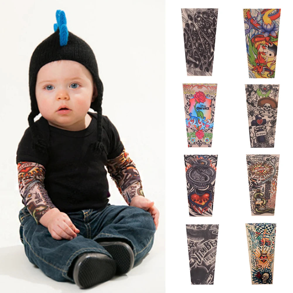 Children Flower Arm Sleeves Arm Cover Outdoor Sport Running Summer Cooling UV Protection Tattoo Arm Sleeves Sun Protection
