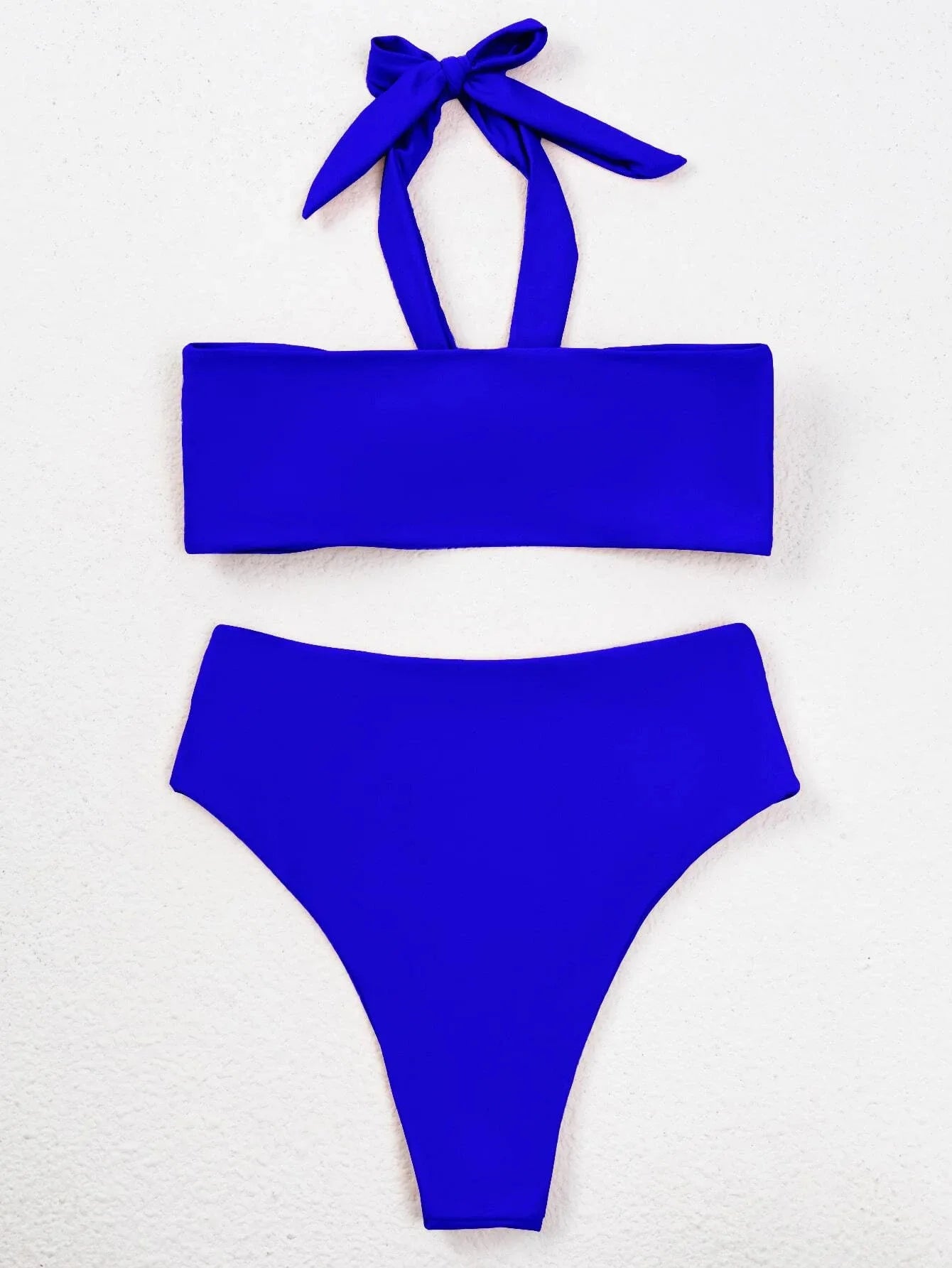 Sexy Front Bow Bikinis Sets Women Orange Blue Bandeau Push Up Two Piece Swimsuit 2025 Cut Out Bathing Suit High Waist Swimwear