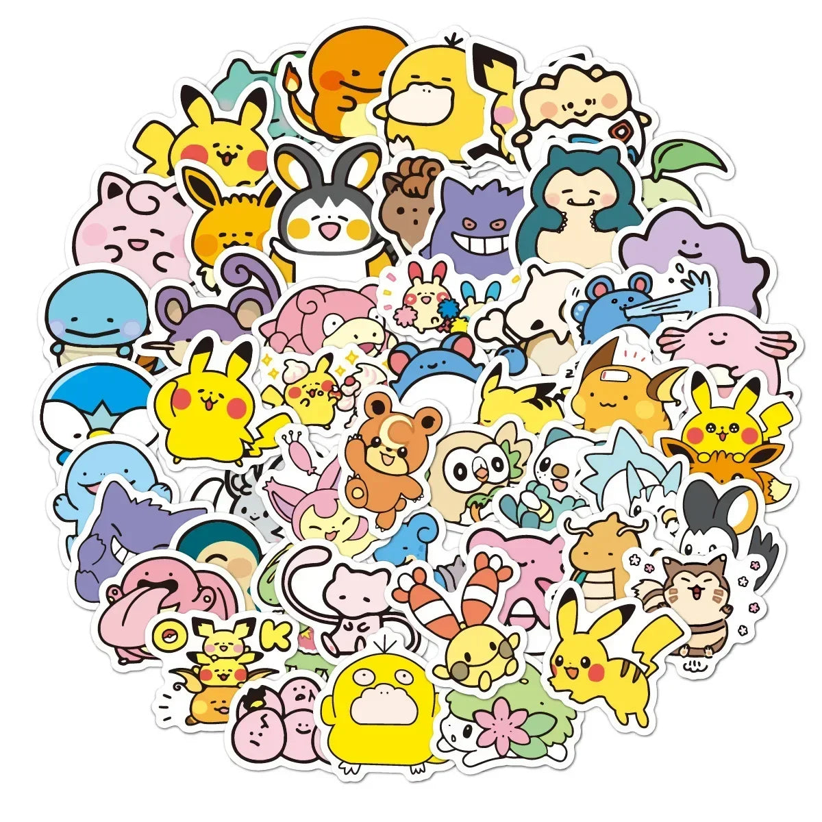 100PCS Cute Anime Pokemon Cartoon Stickers for Laptop Motorcycle Stationery DIY Kids Toys Graffiti Sticker Decoration