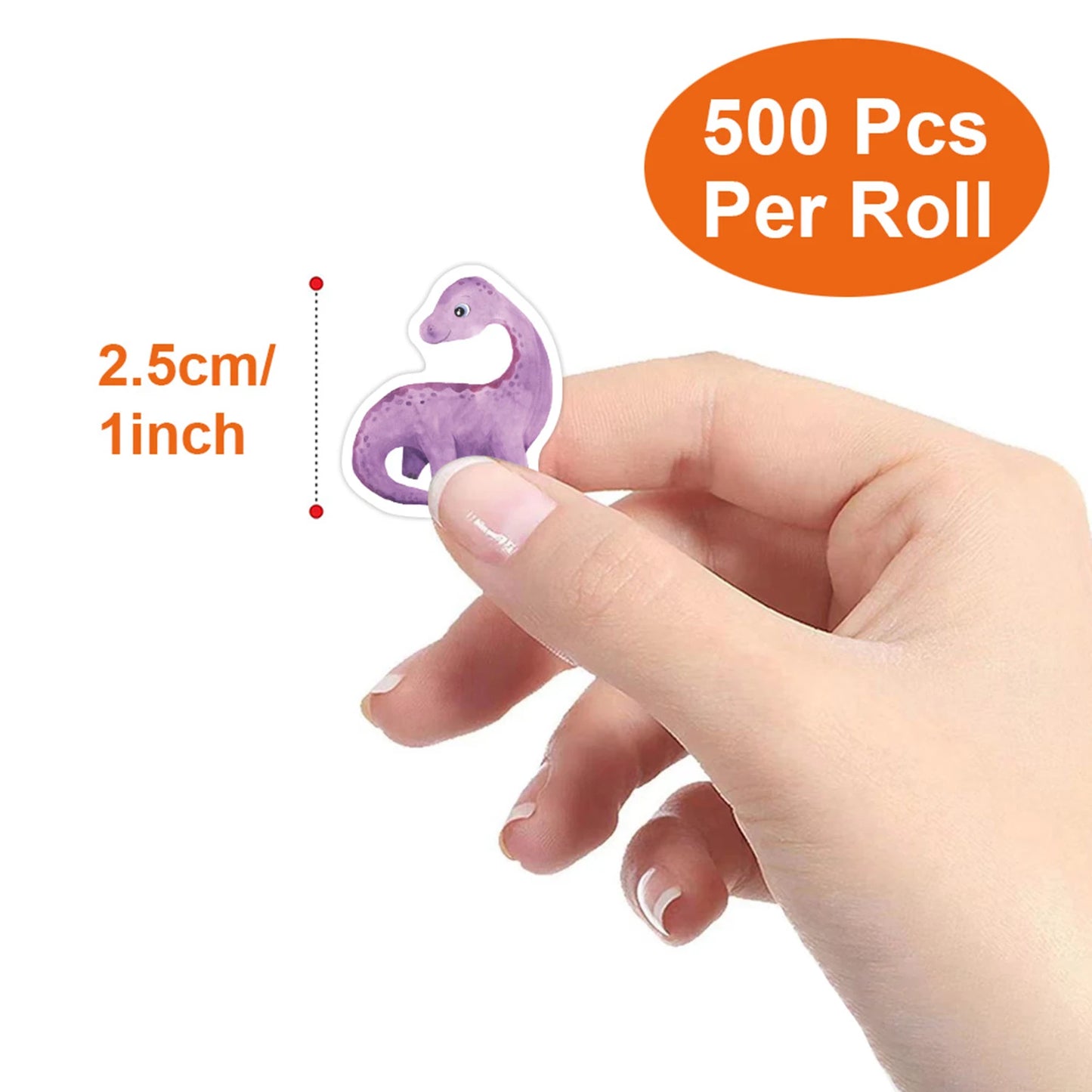 500Pcs/rolls 2.5cm/1inch Dinosaur Animal Anomaly Shaped Sticker Decoration Gift Box Sticker Label Stationery Sticker