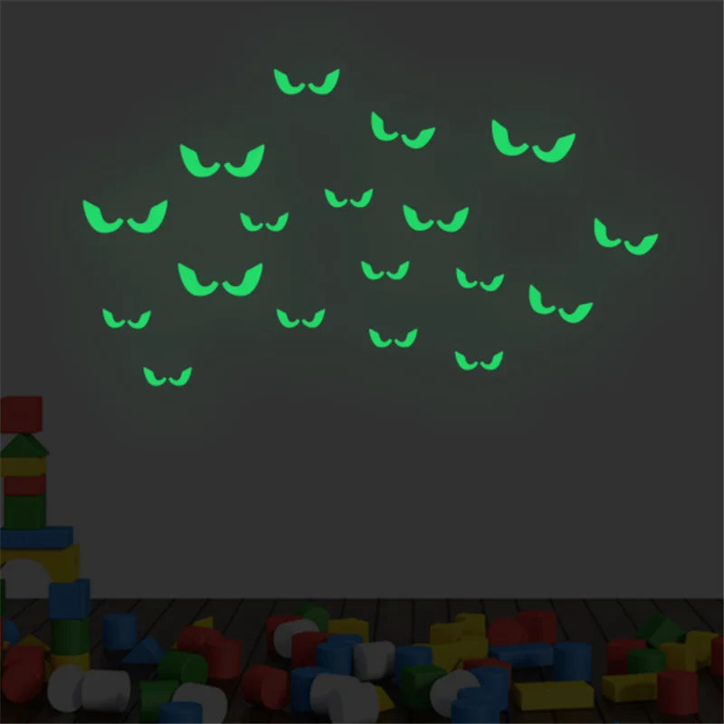 Halloween Night Light Wall Stickers Peeping Night Light Eyes Stickers Ghost Decoration Stickers Fluorescent Horror Wall Stickers