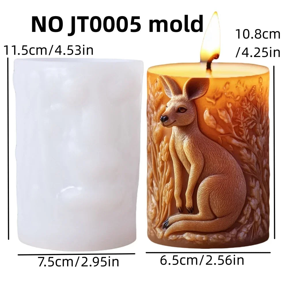 DIY elk relief cylindrical candle silicone mold sika deer flower relief resin mould Forest sika deer gypsum molds Christmas gift