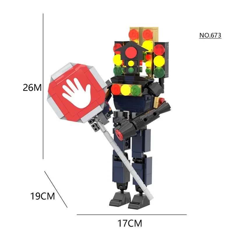 New Skibidi Toilet Titan Guitor Speaker Man Building Blocks Set With Battle-axe Creative DIY Bricks Toys For Boys Christmas Gift