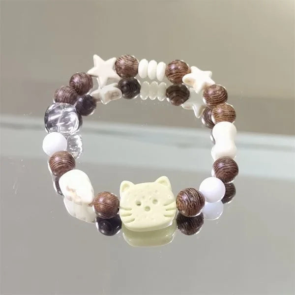 Handmade Ceramic Star Cat Bracelet Cartoon Korean Style Fresh Bracelet Jewelry Accessories Bead Cute Bead Bracelet Women