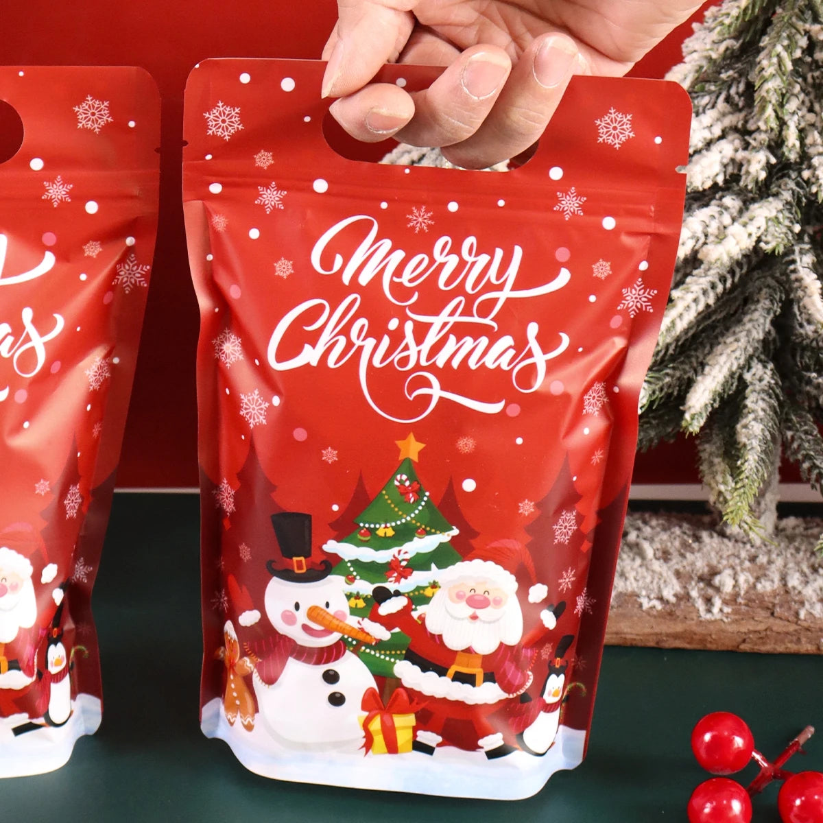 10/20pcs Christmas Gift Bags Santa Claus Stand Up Bag Christmas Decoration for Home 2025 Navidad Natal New Year 2026 Packing Bag