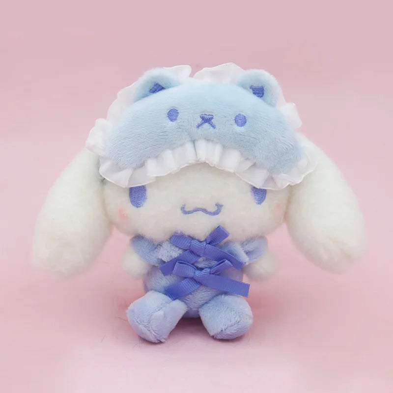 Sanrio Cute Hello Kitty Kuromi Melody Eye Mask Sleepwear Series Plush Doll Pendant Backpack Car Keychain Doll Toy Christmas Gift