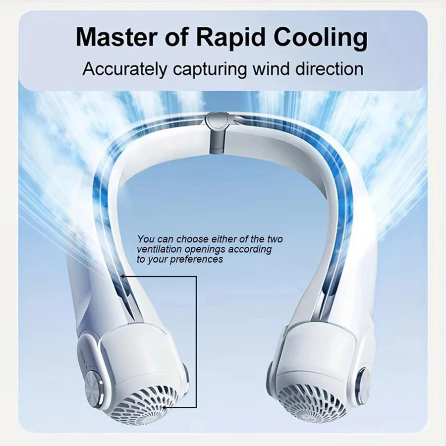 Portable Neck Hanging Fan With Usb Charging Adjustable Bladeless Turbofan Bladeless Student Dormitory Home Outdoor Cooling