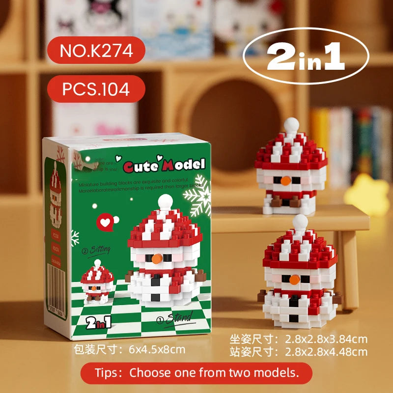 christmas train santa claus moc building blocks toys construction set for girls christmas tree decorations micro building blocks