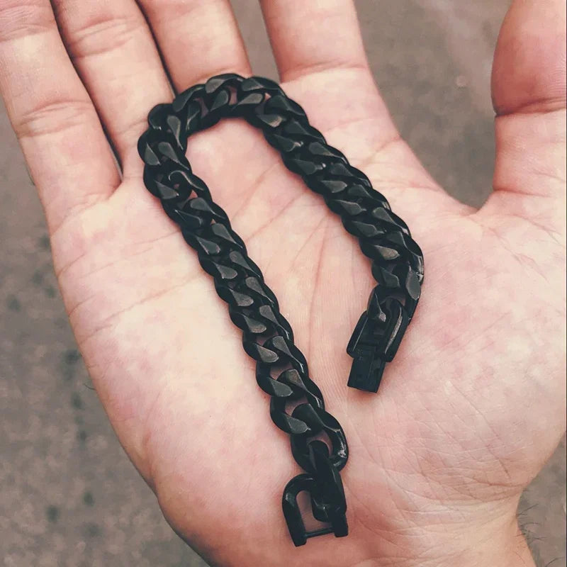 Black Bracelet Men's Accessories Cuban Hip Hop Bracelet Chain Fashion Stainless Steel Men's Chain Gift Vintage Bracelet Jewelry