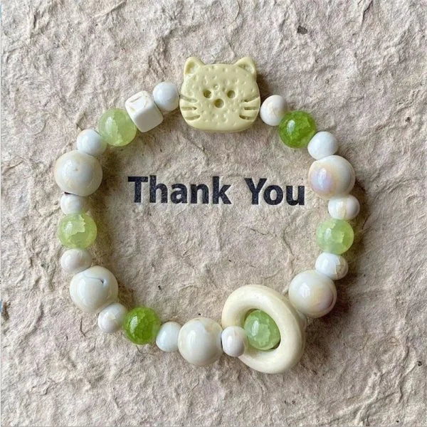 Handmade Ceramic Star Cat Bracelet Cartoon Korean Style Fresh Bracelet Jewelry Accessories Bead Cute Bead Bracelet Women