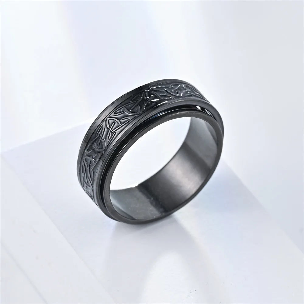 Viking Dragon Stainless Steel Anti Stress Rings Men Fidget Spinner Free Shipping Anti Anxiety Relaxing Rotating Ring Anillo
