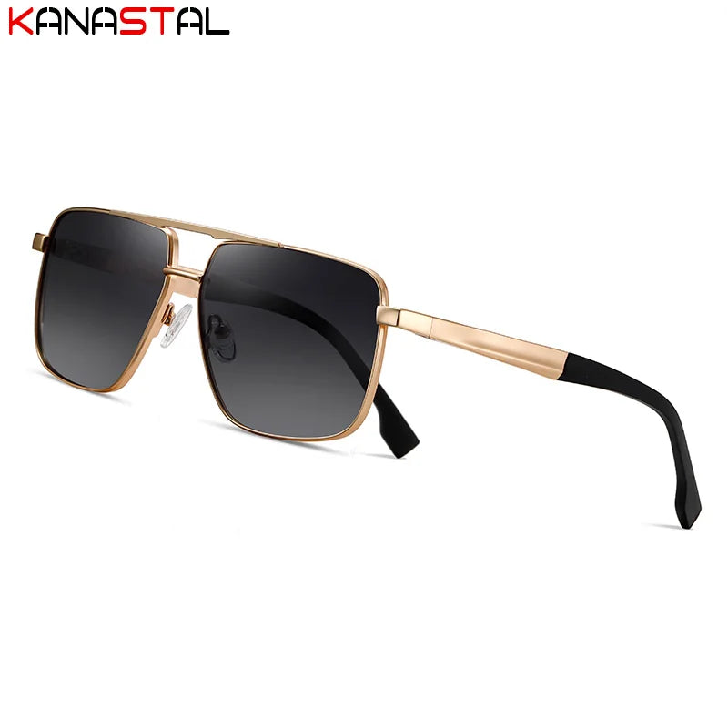 Men Sunglasses UV400 Polarized Sun Glasses Metal Square Eyeglasses Frame Driving Fishing Cycling Goggle Anti Glare Shade Eyewear
