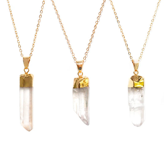 Irregular Natural Clear Quartz Healing Crystal Point Pendant Necklace Mother's Day Gift