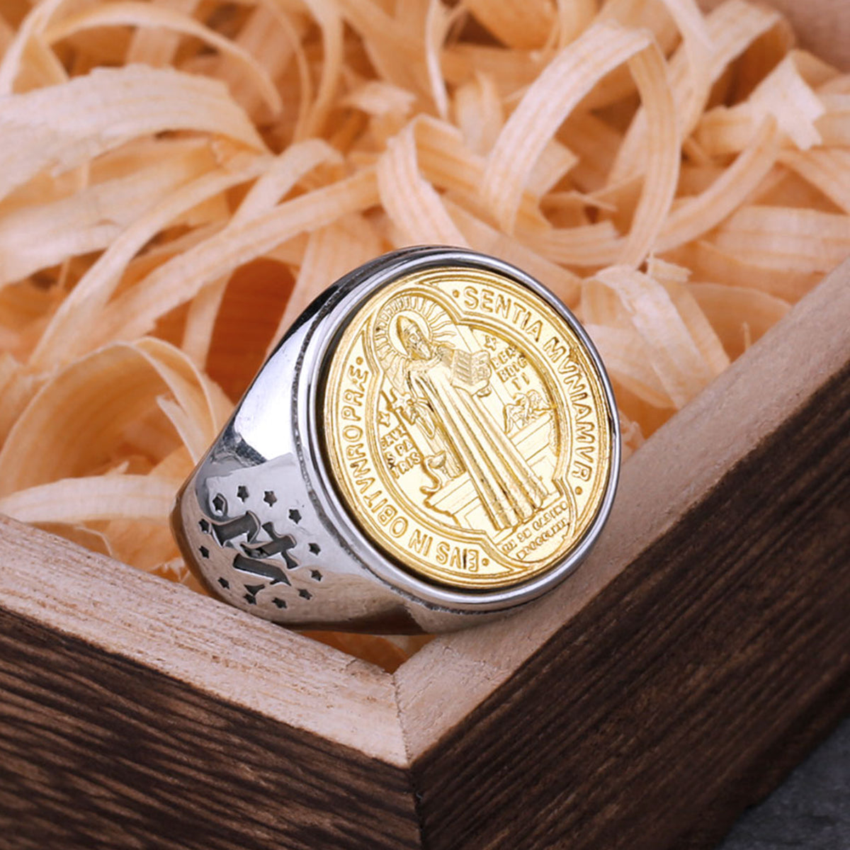 316L Stainless Steel Catholic St. Benedict Ring Classic Fashion Cross CSPB Accessories Religious Jesus Exorcist Jewelry Gift