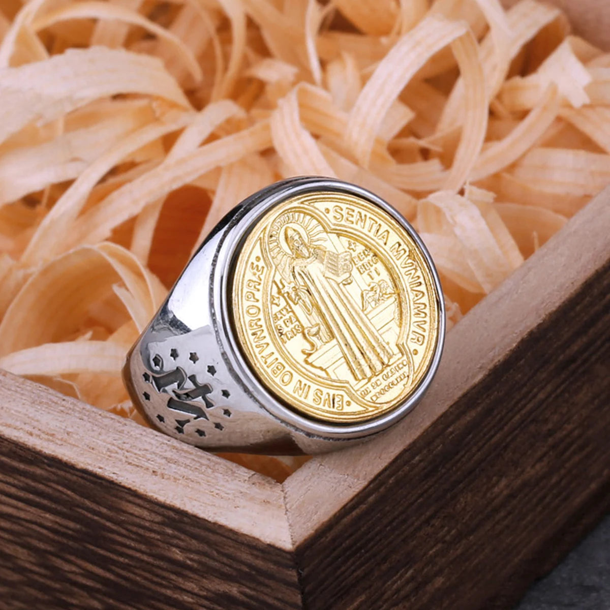 316L Stainless Steel Catholic St. Benedict Ring Classic Fashion Cross CSPB Accessories Religious Jesus Exorcist Jewelry Gift