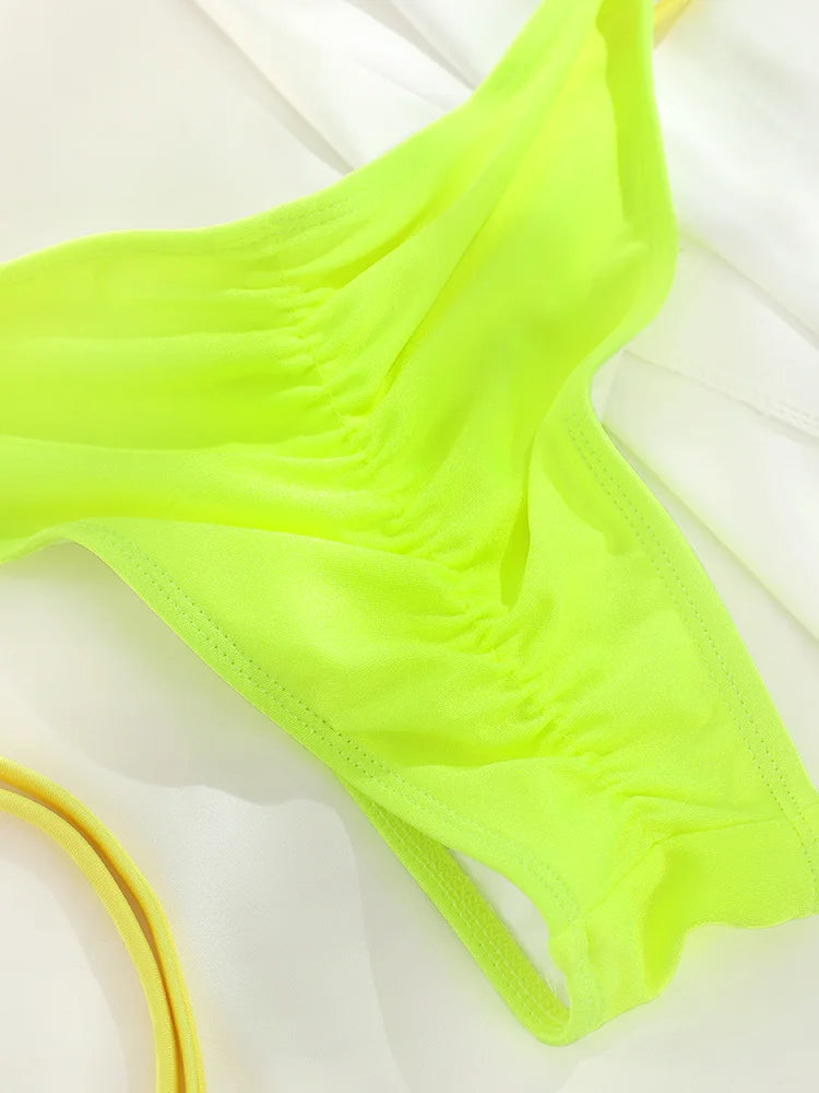 Sexy Patchwork Bikinis 2025 Swimsuit Women's Swimwear Triangle Bathing Suit Bandage Beachwear Thongs Bikini Sets Female Biquinis