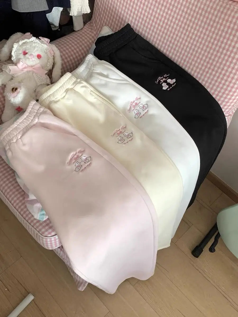 Sweet Girl Cute Straight Pants Spring New Casual All Match Sports Sweatpants Elastic Waist Cartoon Y2k Aesthetic Women Pants