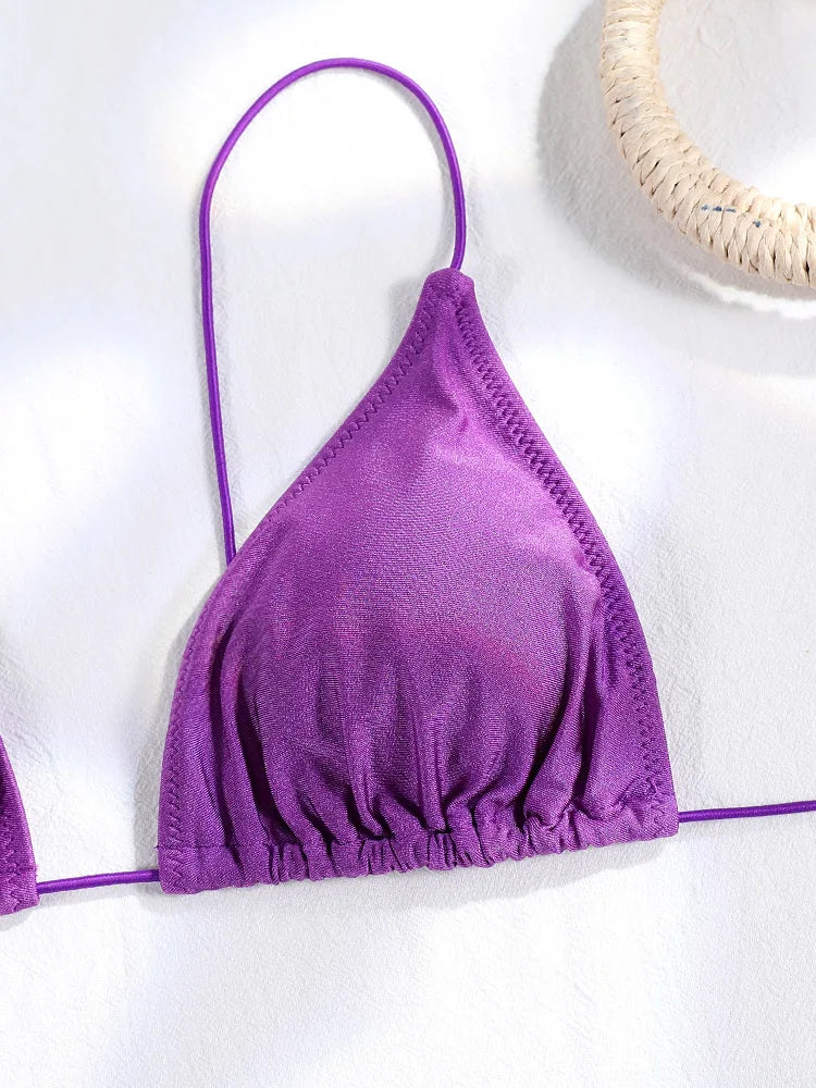 Bikinis Solid Bikinis Low Waist Bathing Suit Women's Swimming Suit 2025 Biquinis Two Pieces Suit Summer Swimwear