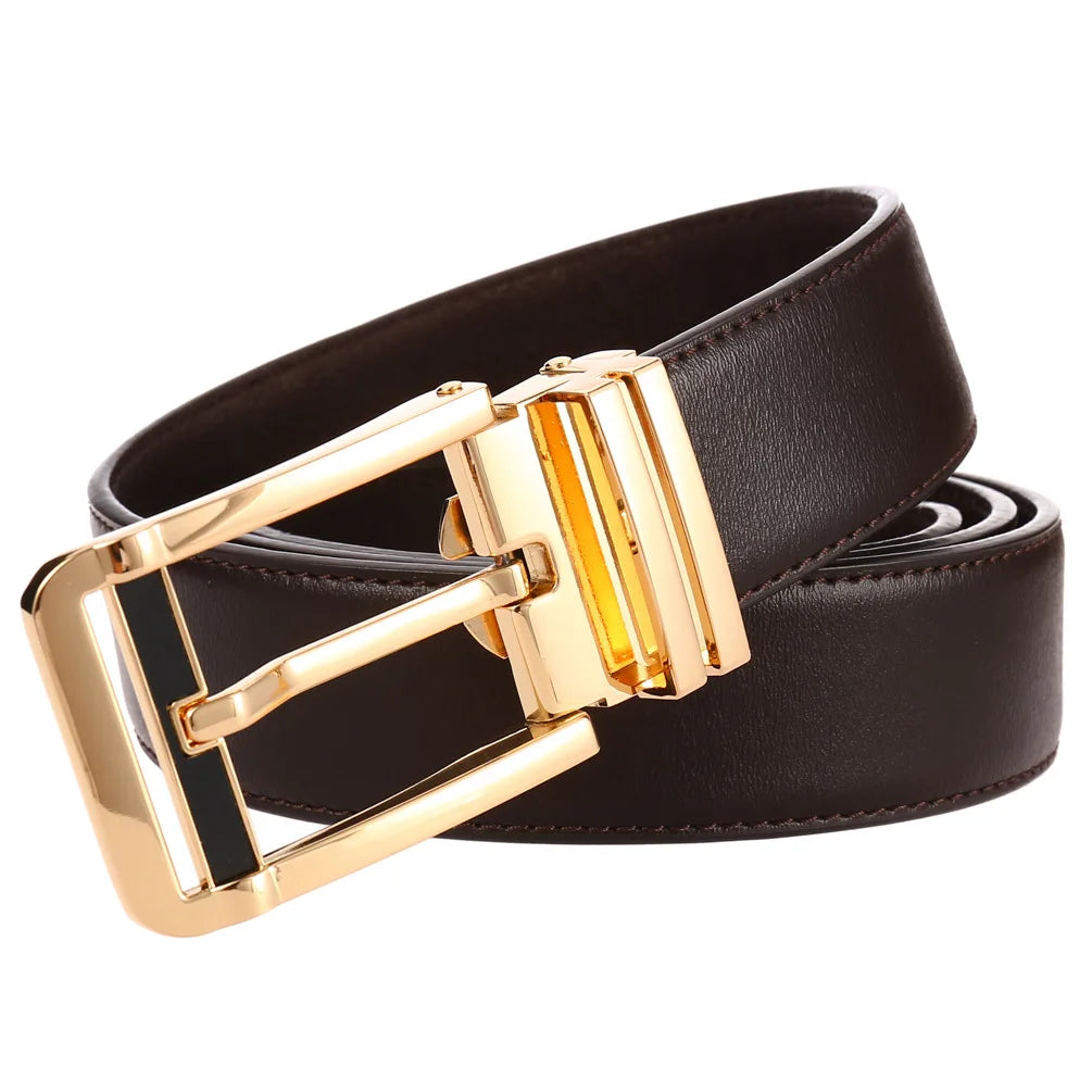 New Men's Belts Business Simple Pin Buckle Genuine Leather Men's Belt Luxury High Quality Casual Male Waist Band Cowhide 3.5cm