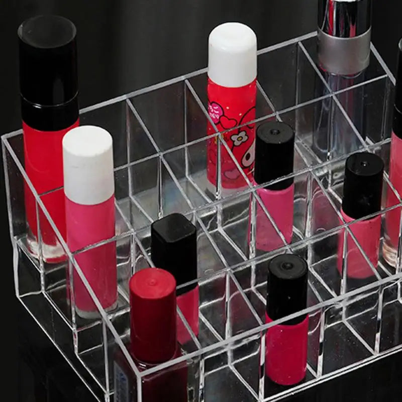24 Grids Lipstick Holder Display Rack Case Cosmetic Nail Polish Make Up Organiser Box Large Size Acrylic Makeup Organizer