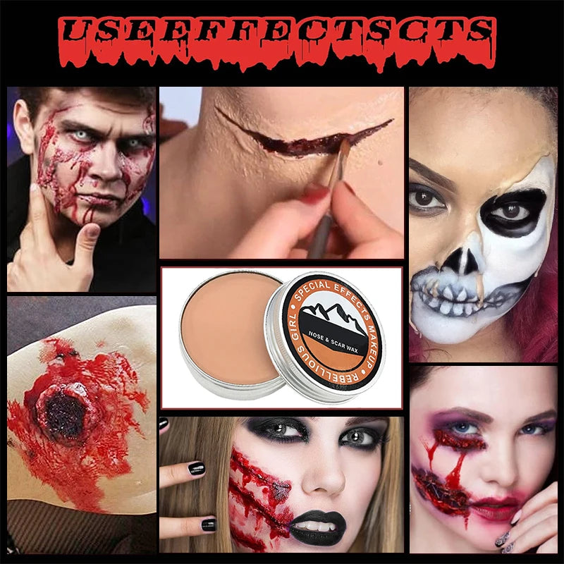 60g Scar Wax for Special Effects Makeup,Realistic Fake Scars & Wounds,Easy to Shape & Blend,SFX Cosplay Halloween & Theater