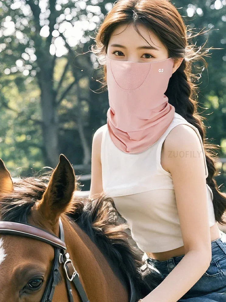 Summer Sunscreen Ice Silk Mask Neck UV Protection Face Cover Sunscreen Face with Outdoor Cycling Sun Protection Veil Tube Scarf
