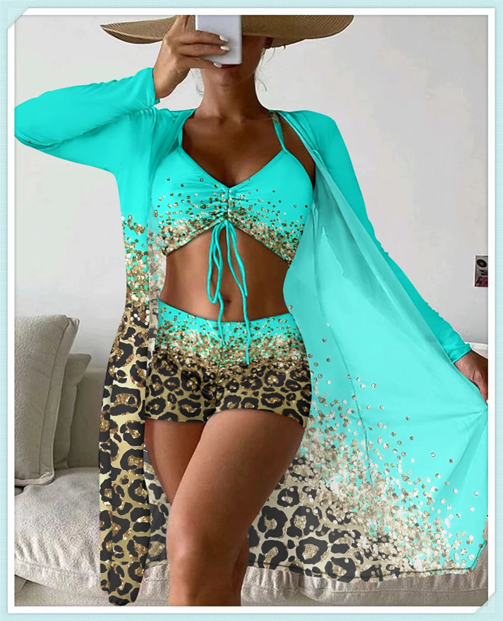 2 Piece Floral Print Bodysuit With Beach Skirt 2023 Women Padded Bikinis Swimwear Female Bathing Swimming Suit Summer Beachwear