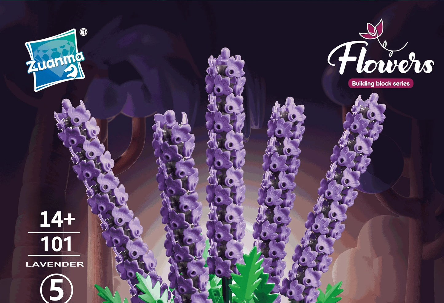 Creativity Flower 1204PCS Lavender Building Blocks Home Decoration Desktop Ornament Bricks Toys for Children's Christmas Gift