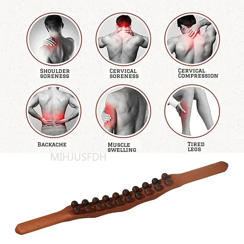 20/8 Beads Gua Sha Massage Stick Back Massage Tendons Wood Scraping Stick Point Treatment Gus A Sha Tool Muscle Relaxing