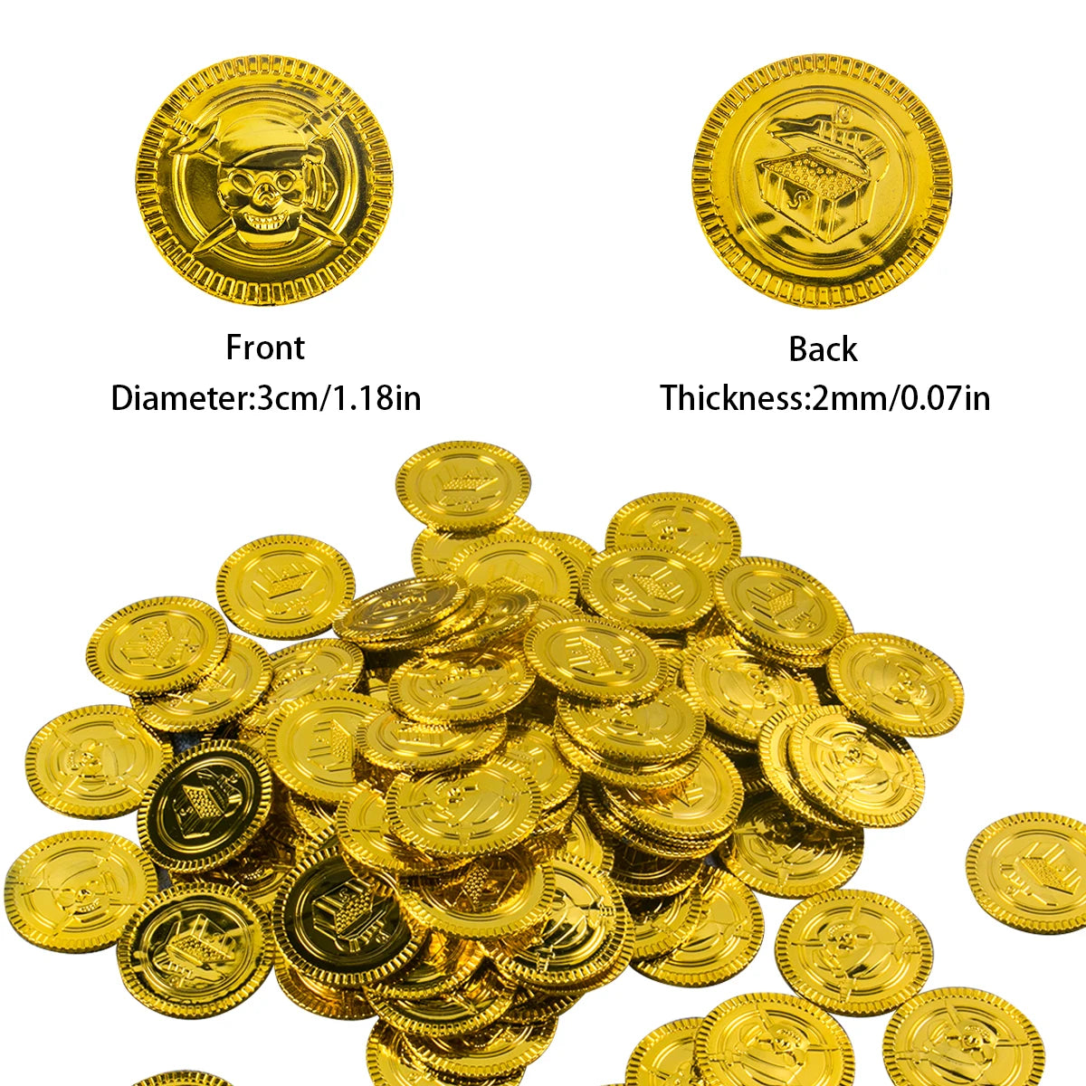 20-60pcs Halloween Plastic Pirate Coins Fake Gold Coin Buried Treasure Coins Game Toy Kids Birthday Party Decoration Party Favor