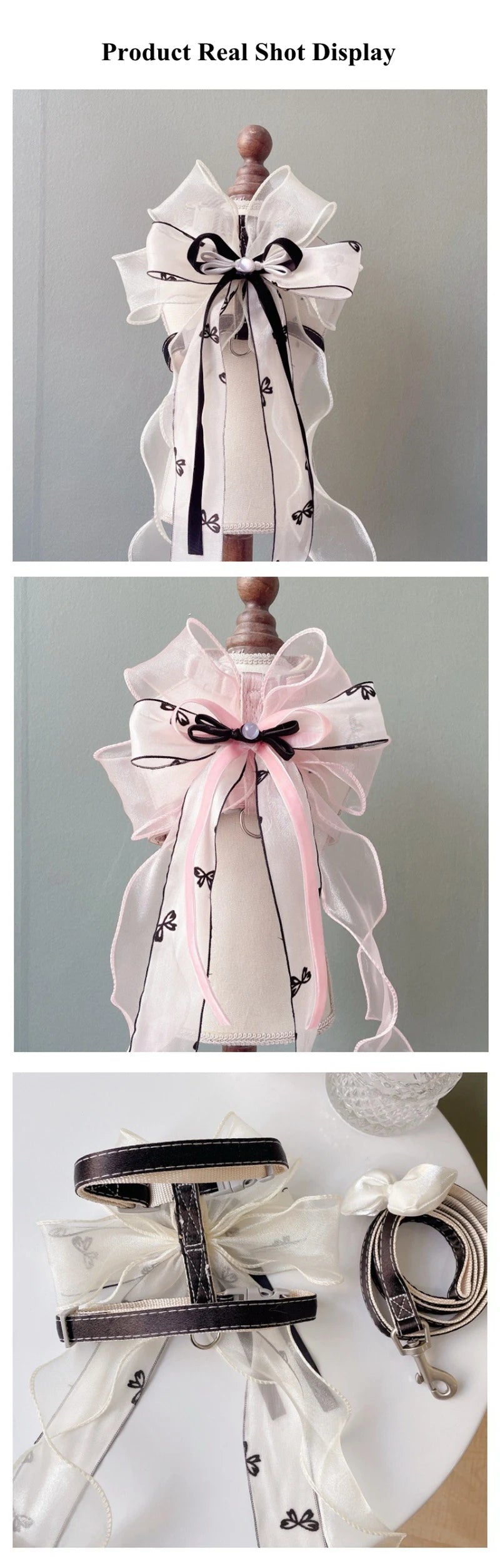 New Pet Cat Dog Traction Suit Fashion Luxury Flowers Bow lace Chest Back Traction Rope Advanced Flower Clothes Dog Walking Rope