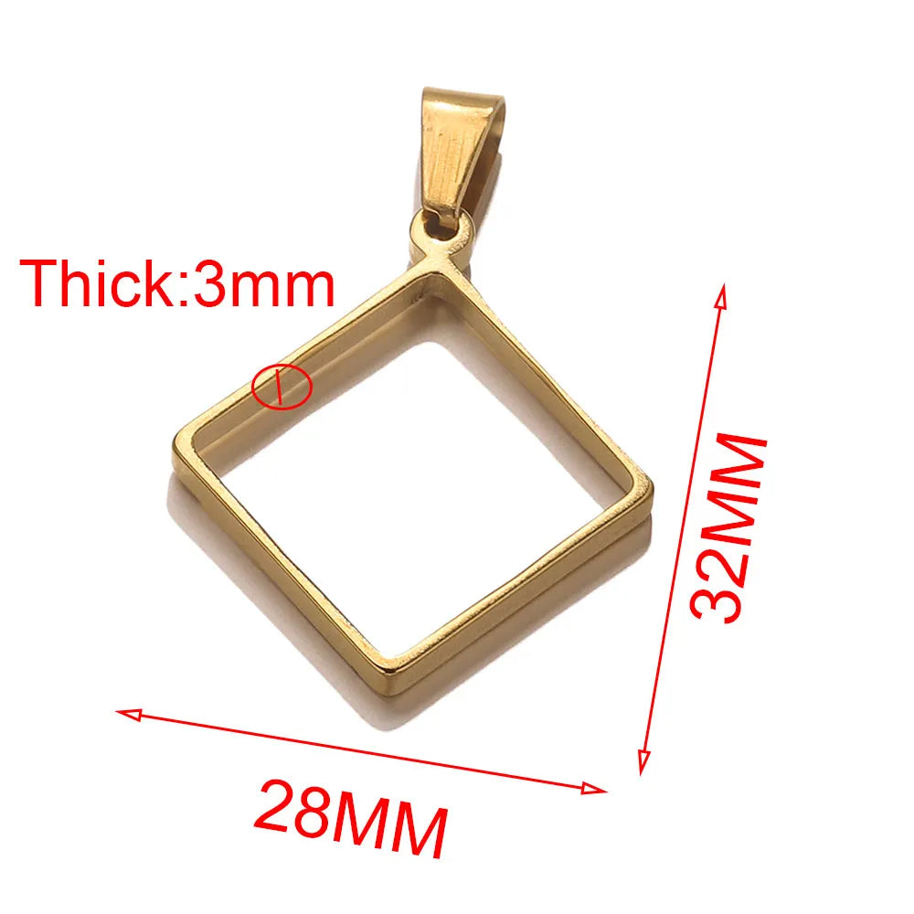 5pcs Stainless Steel Heart Square Silicone Mold Charm Frame Bezel Pendant Base Diy UV Resin Cameo Blanks Earrings Jewelry Making