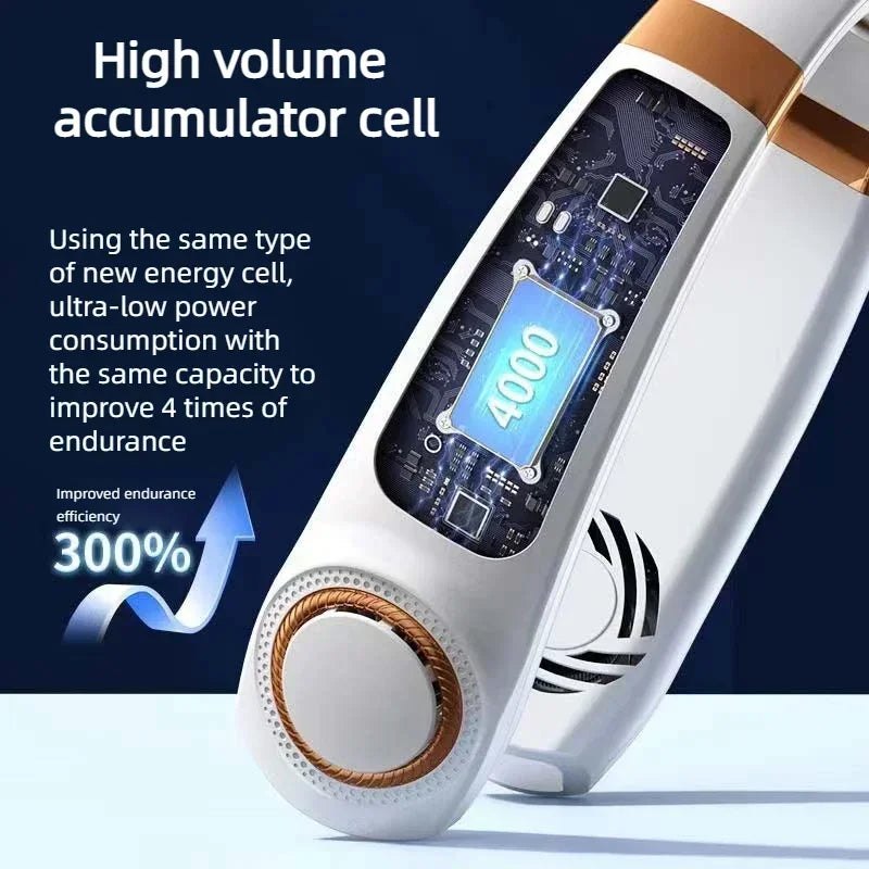 Portable Neck Fan Personal 4000mah Bladeless Cooling Neck Fan Blow Cold Air Neck Cooler Wearable Fan Around Your Neck Adjustable