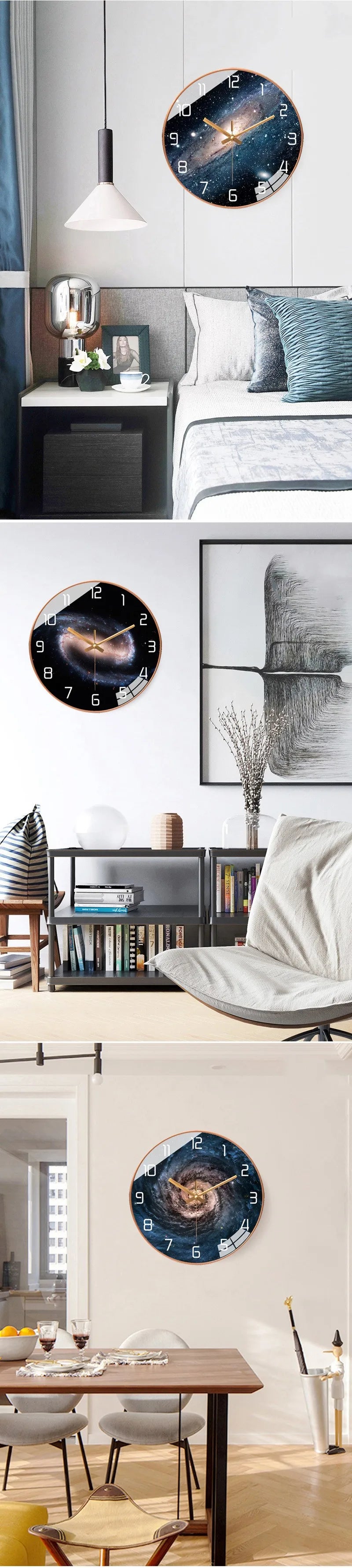 Creative European Style Clocks Living Room Free Perforated Wall Clock Household Silent Bedroom Quartz Clock Digital Wall Clock