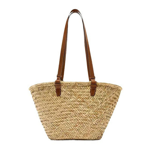 Fashion Large Capacity Straw Basket Bag Handmade Weave Women Shoulder Bags Casual Summer Beach Bag Big Tote Bali Shopper Purses
