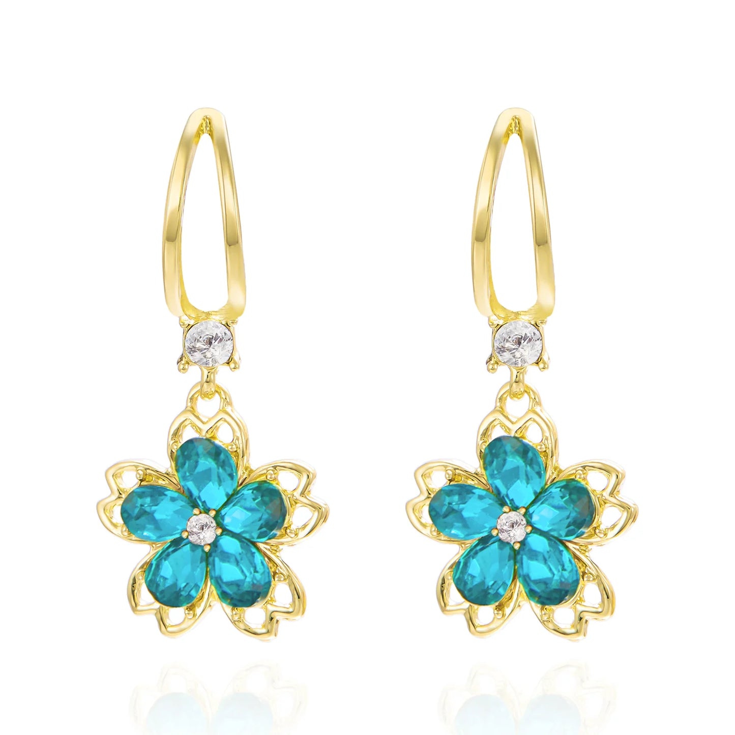 Fashion Sakura Cherry Blossoms Flower Earrings Stud Dangle for Women Girl Wedding Party Christmas Party Jewelry Gift