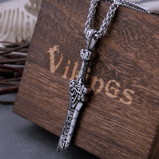 316L Stainless Steel Men's Gluttonous Broken Sword Necklace Fashion Handmade Domineering Biker Pendant Birthday Gift Jewelry