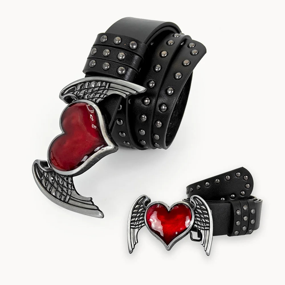Unisex Jeans Belt sword red heart Gothic Y2k Fashion Belts For Women Designer Luxury Black Rivet Punk Accessory Men's Belt Male