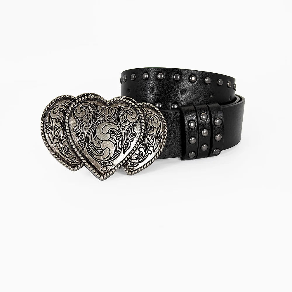 Unisex Jeans Belt sword red heart Gothic Y2k Fashion Belts For Women Designer Luxury Black Rivet Punk Accessory Men's Belt Male