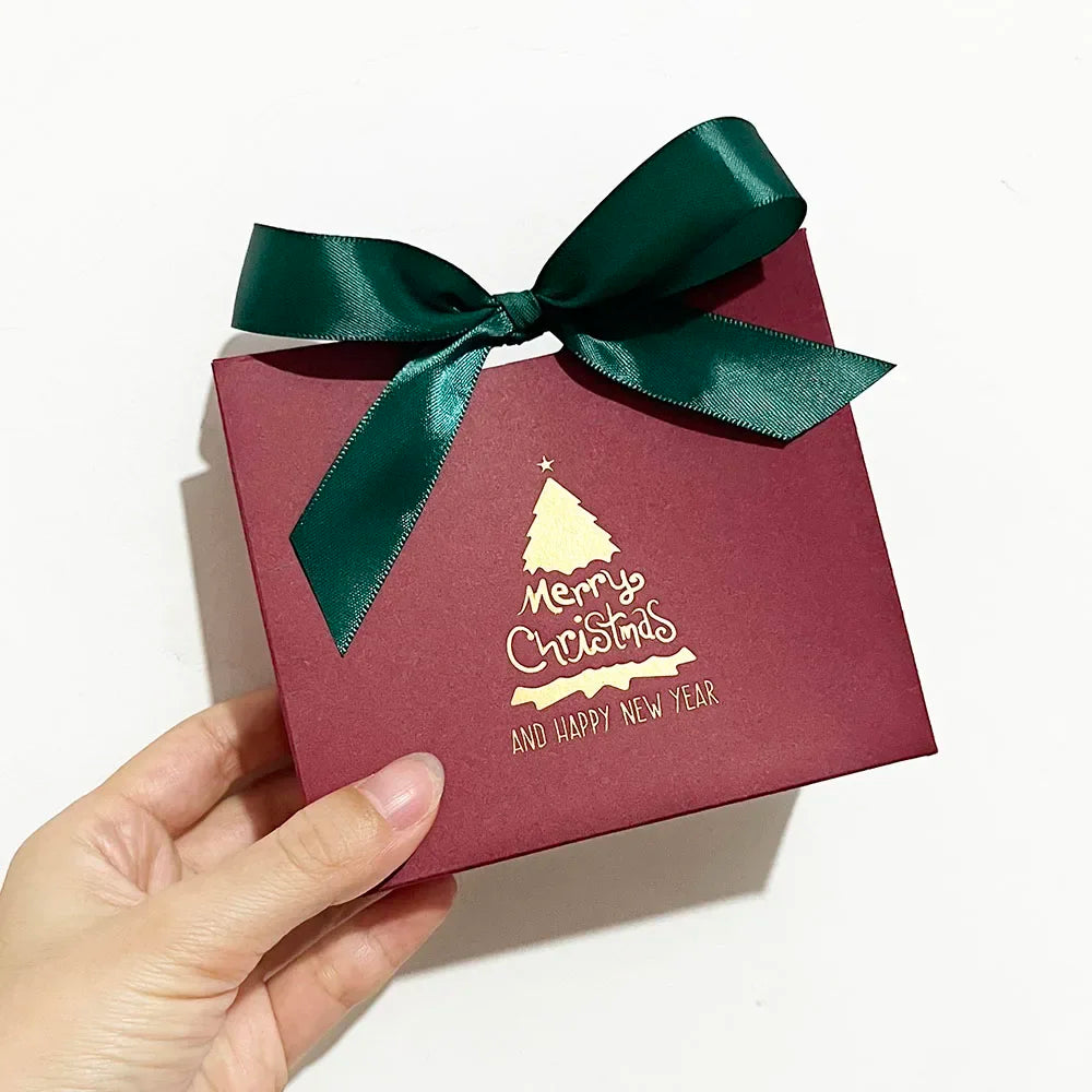 Green Christmas Tree Style Candy box Gift Boxes and Bags with Ribbon for Wrapping Cookies and Candy Deluxe Christmas Gift Bags