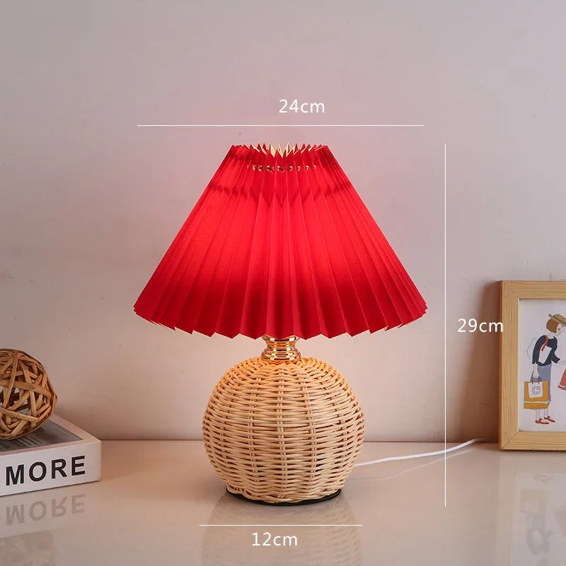 Nordic Ins Wind Internet Red Desk Lamp For Girls Warm Night Light High End Pleated Bedroom Bedhead Desk Lamp