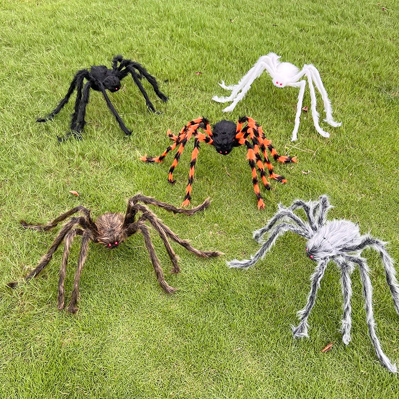 Halloween Black Giant Spider Scary Artificial Plush Spider Home Bar Haunted House Scene Ornaments Props Holiday Outdoor Decors