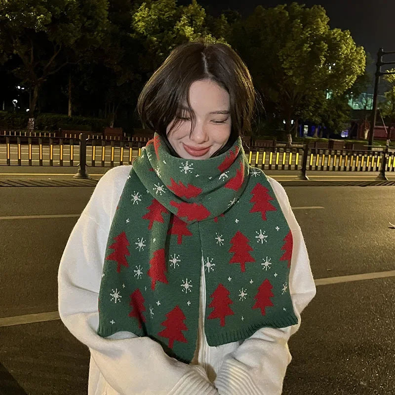 fashionable Christmas Tree scarf warm shawl Christmas scarf student couple Christmas gift 2026 Winter Warm Neck Protection Scarf