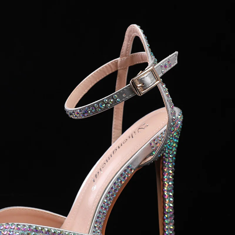 Fashion High Quality Wedding Shoes Women Pearls Studs Luxury Peep Toe White High Heels Buckle Designer Woman Sandal 43 Zapatos