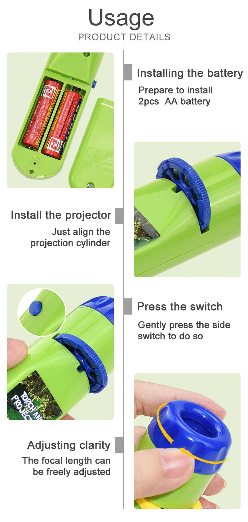 Children Fun Projector Light Flashlight Puzzle Early Education Projection Light for Kids Baby Bedtime Toy Christmas Gift TMZ