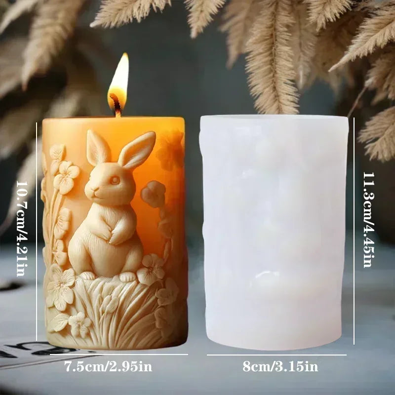 DIY elk relief cylindrical candle silicone mold sika deer flower relief resin mould Forest sika deer gypsum molds Christmas gift