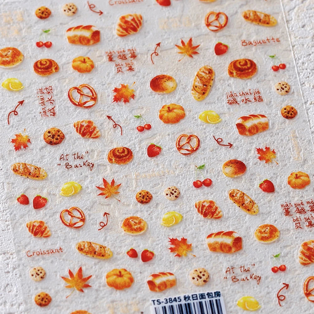 Classic Red Maple Leaves Golden Ginkgo Autumn Harvest 5D Nail Art Sticker Cute Pumpkins Ladybug Mushrooms Adhesive Manicure Deca