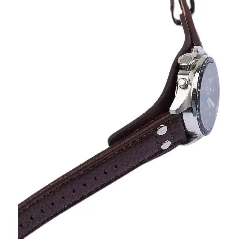20 22mm Cow Leather Watch Strap for Fossil CH2564 CH2565 CH2891CH3051 Wristband Black Brown Tray Band with Rivet Style bracelet